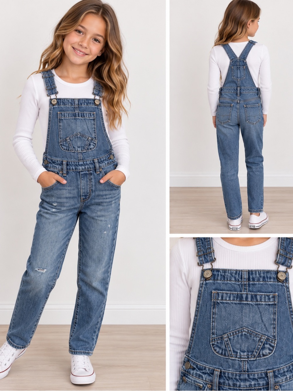 GAP Girls Denim Overalls Distressed Blue Size Medium